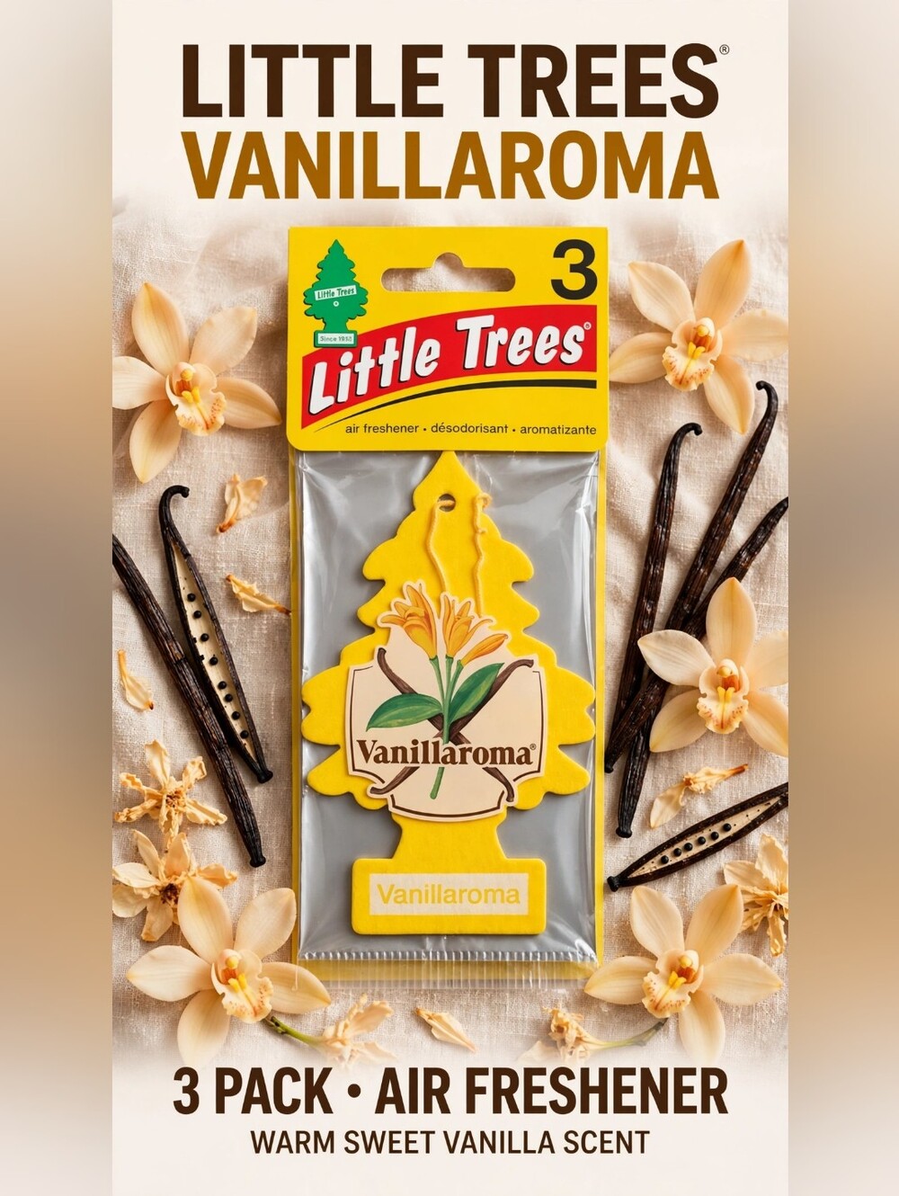 Vanillaroma Yellow Car & Room Air Freshener (3 Pack)